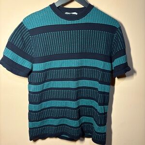 Mr P. Made in Italy Knit Shirt | Men’s S (Fits M) Navy/Teal Cotton